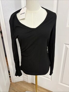 Black/Pink/Navy Ribbed V-Neck Long Sleeve Tee Bundle